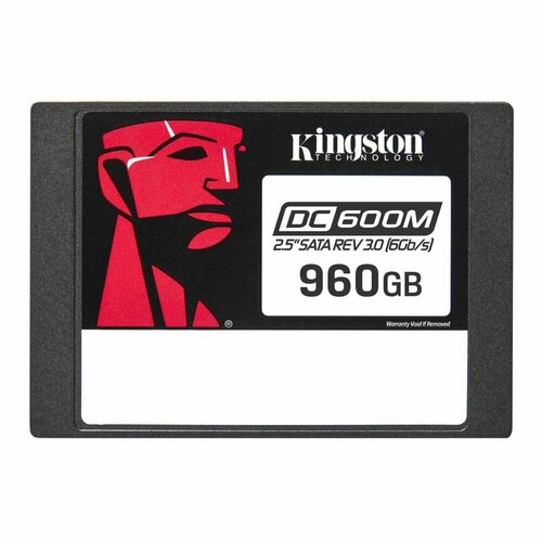 Накопитель SSD 960GB Enterprise 2.5 Kingston SATA 3 R560/W530MB/S DC600M 3D TLC MTBF 2M 94 000/65 000 IOPS 1752TBW
