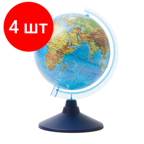 Комплект 4 шт, Глобус физический Globen, 15см, на круглой подставке глобус физический globen на круглой подставке 15 см