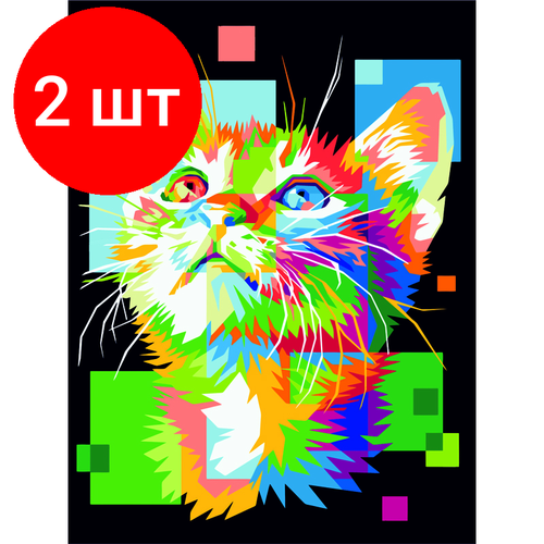 набор для рисования три совы абстрактный кот кх 44161 Комплект 2 шт, Картина по номерам на холсте ТРИ совы Пиксельный кот, 30*40, с акриловыми красками и кистями