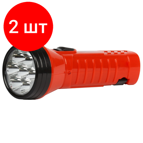 Комплект 2 шт, Фонарь Smartbuy SBF-95-R, аккумуляторный, светодиодный, 7 LED, прямая зарядка от сети, красный