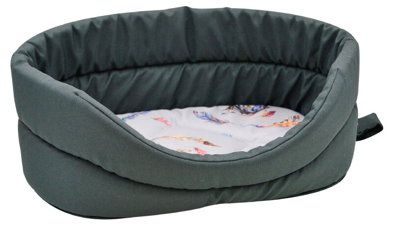 фото Лежанка Зооэкспресс "Птицы" №3 мебельная ткань темно-серая 49*33*17 см 700033