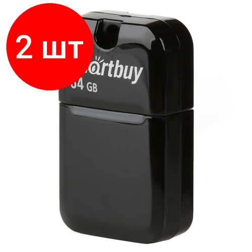 Комплект 2 шт, Память Smart Buy Art 64GB, USB 2.0 Flash Drive, черный