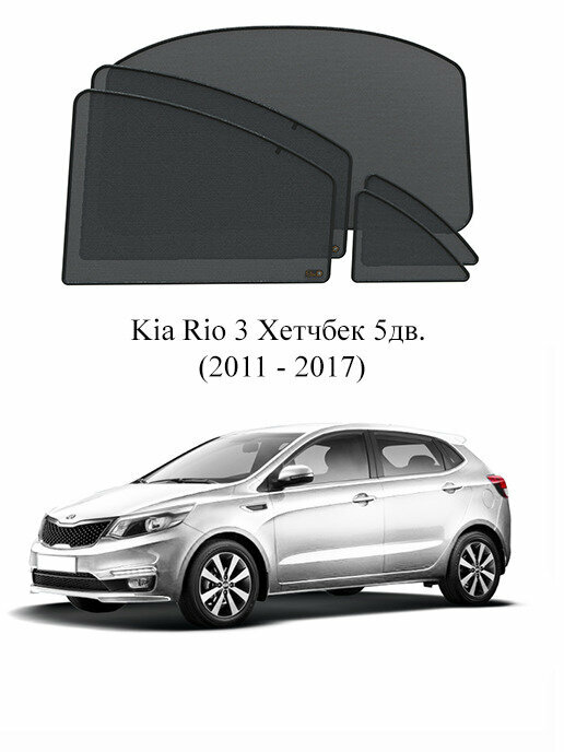 Каркасные автошторки на заднюю полусферу Kia Rio 3 Хетчбек 5дв. (2011 - 2017)