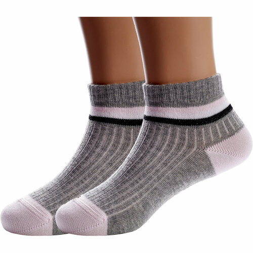 фото Носки conte 2 пары, размер 14, серый, розовый