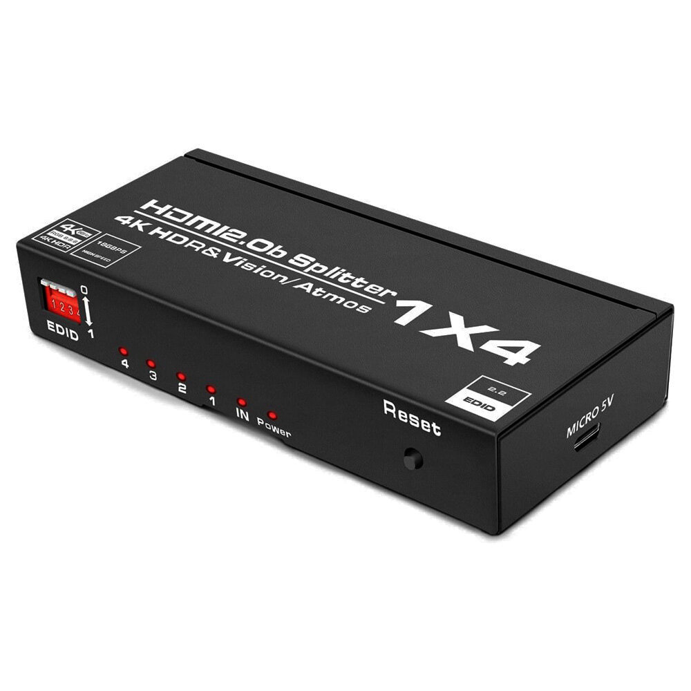 HDMI-разветвитель 4K/60Hz, HDR, 1 вход/4 выхода, HDMI 2.0b, Dolby Vision/Atmos | ORIENT HSP0104HL-2.0
