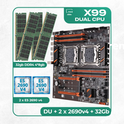 Комплект материнской платы X99: ZX-DU99D4 + 2 x Xeon E5 2690v4 + DDR4 32Гб 4х8Гб