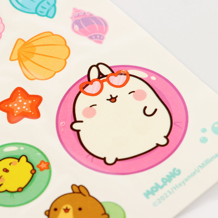 Molang. Милые наклейки и татушки. Голубой ОРИГАМИ - фото №5