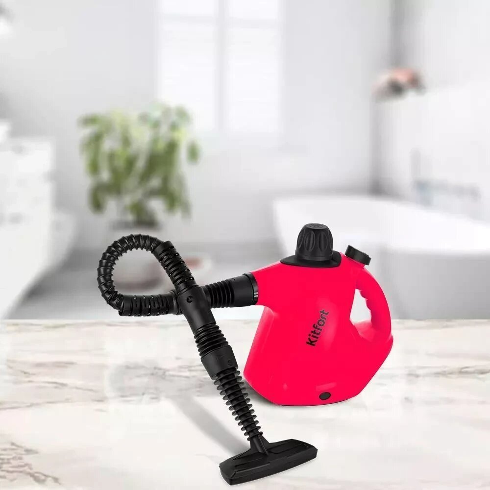 Пароочиститель КТ-9138-1 черно-малиновый — фото 1