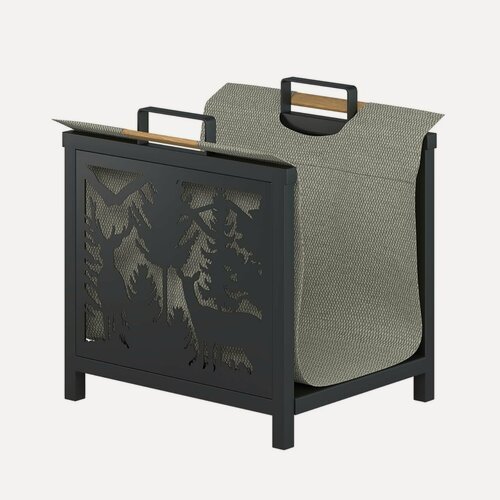 Изображение товара Дровница Везувий «Русский Лес» D450S, сталь, напольная, классический стиль, вмещает 3-4 закладки, чёрная