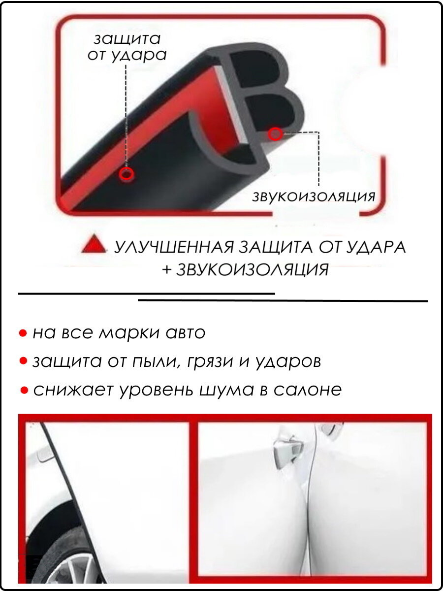 Уплотнитель для автомобильных дверей В типа,5 метров, черный — фото 1