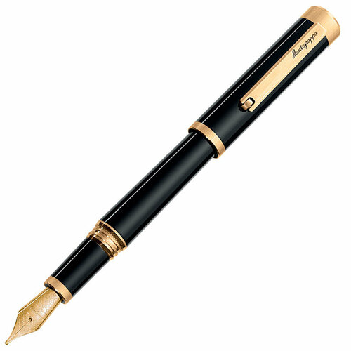 Перьевая ручка Montegrappa Zero Black Yellow Gold IP F. Артикул ZERO-YG-FP-F ручка перьевая montegrappa parola amr fp f