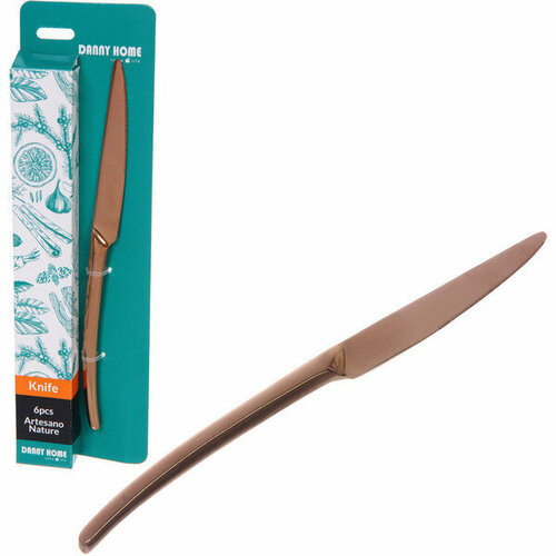 Набор столовых ножей 6шт BISTRO в подарочной коробке розовое золото 2009₽