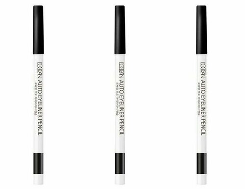 Locean Карандаш для глаз Auto Eyeliner Pencil, автоматический, водостойкий, тон №02 Twinkle Black, 0,5 г, 3шт