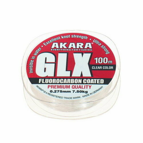 фото Леска glx premium clear, диаметр 0.275 мм, тест 7.5 кг, 100 м, прозрачная akara