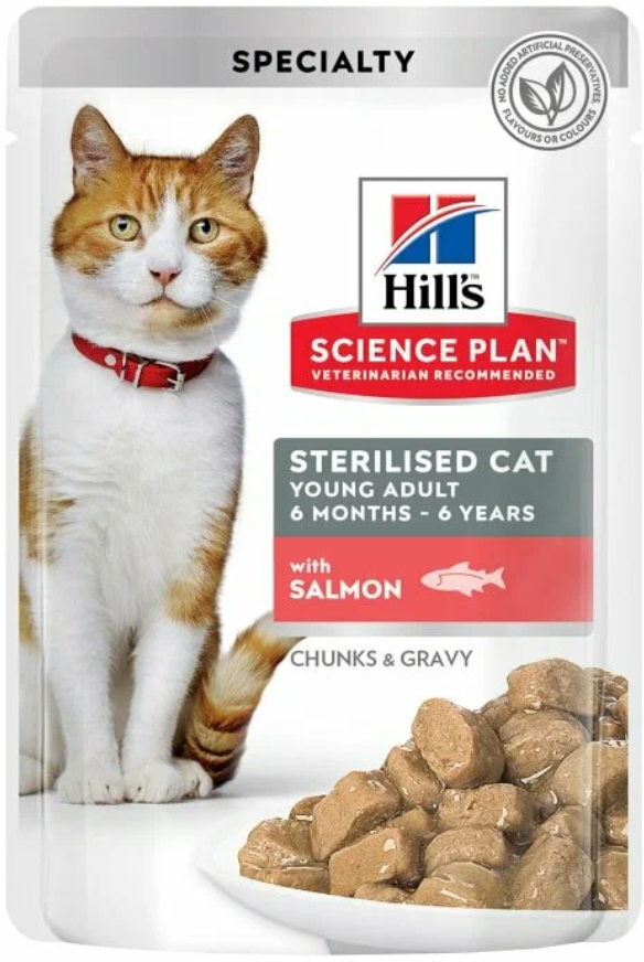 Влажный корм для стерилизованных кошек Hill's Science Plan, с лососем 85 г (кусочки в желе)