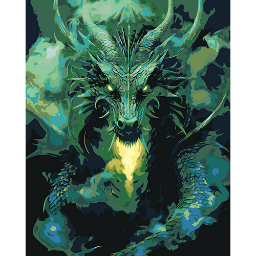 Картина по номерам Грозный зеленый дракон 40x50 картина по номерам маленький зеленый дракон 3 40x50