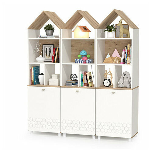 Эйп 13.14 Стеллаж + 13.14 Стеллаж + 13.14 Стеллаж, цвет белый/дуб белый