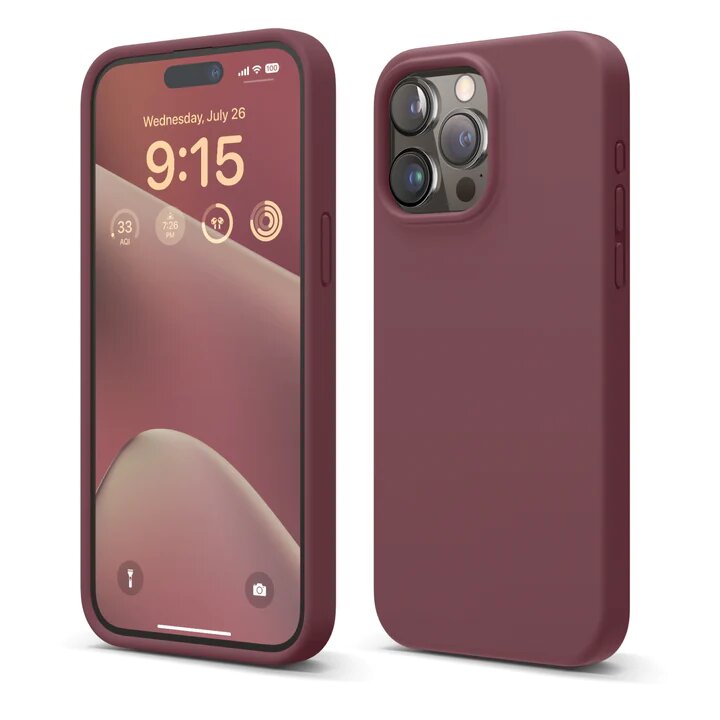 Elago для iPhone 15 Pro Max чехол Soft silicone (Liquid) Burgundy