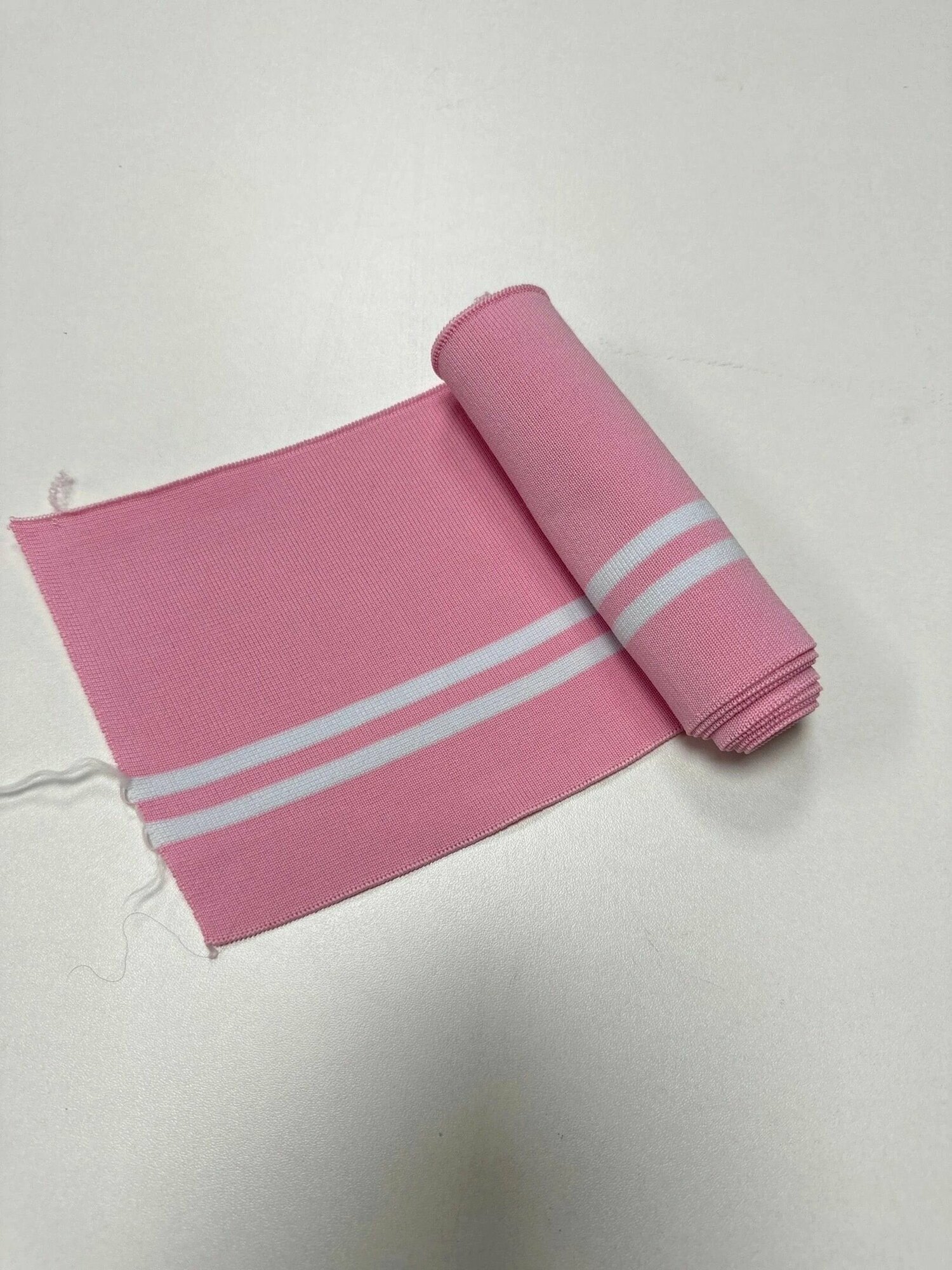 Подвяз для одежды манжет "Розовый с белыми полосами" ширина 14см, длина 95см