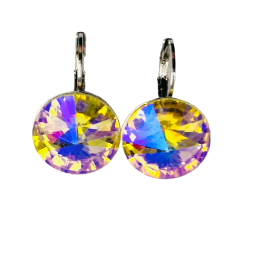 фото Серьги пусеты , кристаллы swarovski, размер/диаметр 14 мм, желтый my lollipop