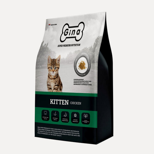 Изображение товара Сухой корм для котят Gina Kitten Chicken, для беременных и кормящих кошек, с курицей - 18 кг