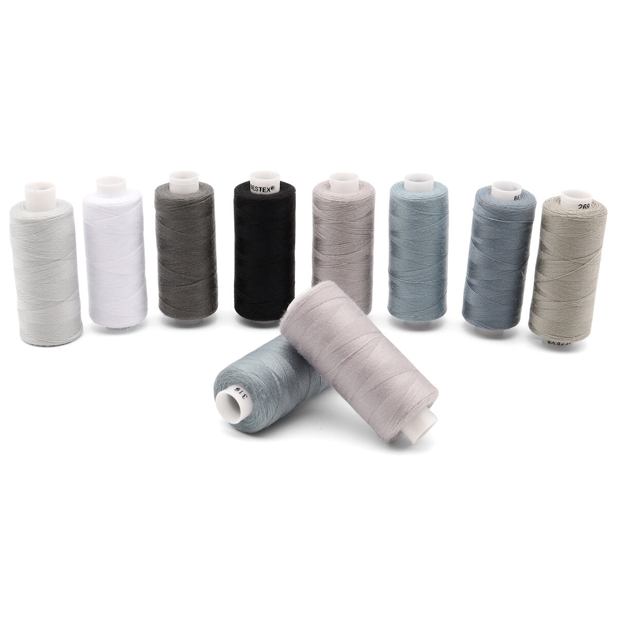 фото Набор швейных ниток 40/2 'Серый микс', намотка 365 м (400 ярд), 10 шт/упак, Bestex