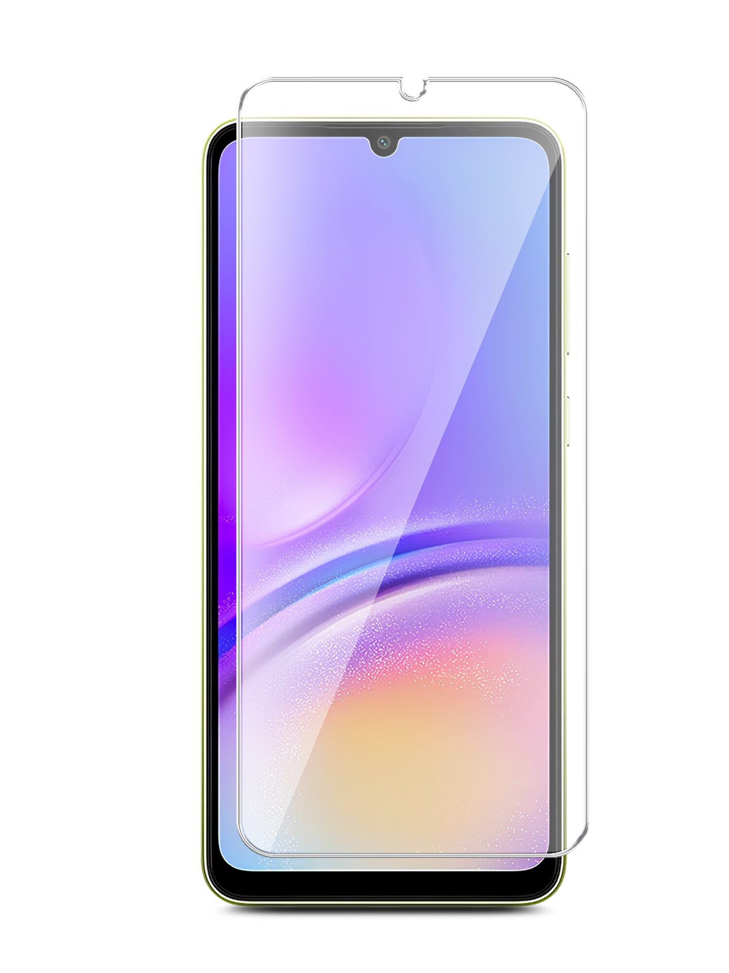 фото Защитное стекло для Samsung Galaxy A05 (Самсунг Галакси А05) на Экран, (гибридное: пленка+стекловолокно), прозрачное тонкое Hybrid Glass, Miuko