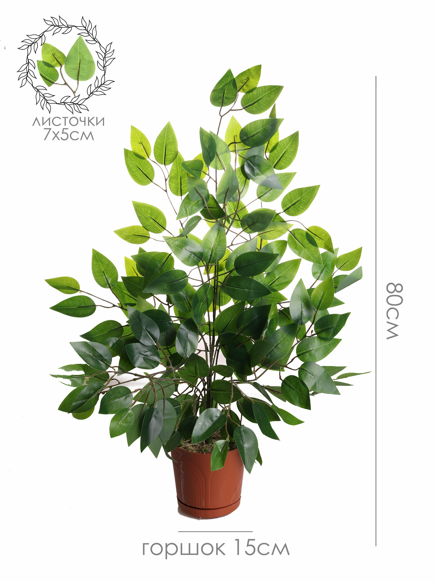 Искусственное растение "Фикус Бенджамин" от бренда "Holodilova"