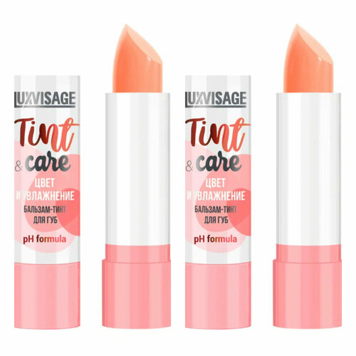 Бальзам-тинт для губ LuxVisage Tint & care pH formula цвет и увлажнение, 02 Peach, 3,9 гр, 2 шт.