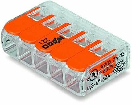 фото Клемма без пасты с рычажком (только для медных проводов) 5х0,14.4мм. кв. WAGO