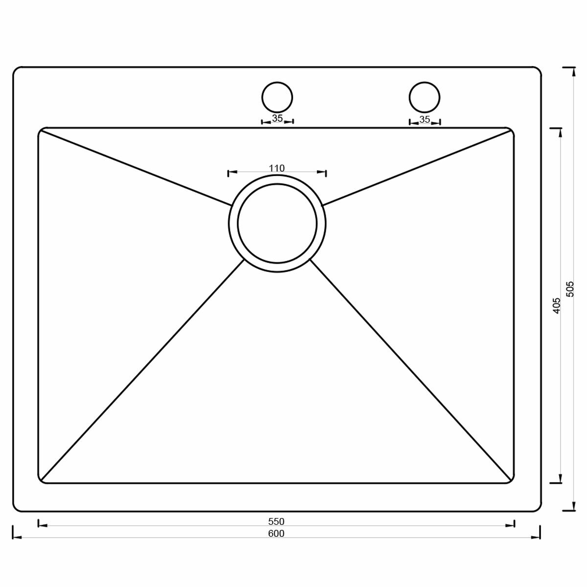 Кухонная мойка из нержавеющей стали ARS 600*505 SATIN - фотография № 5