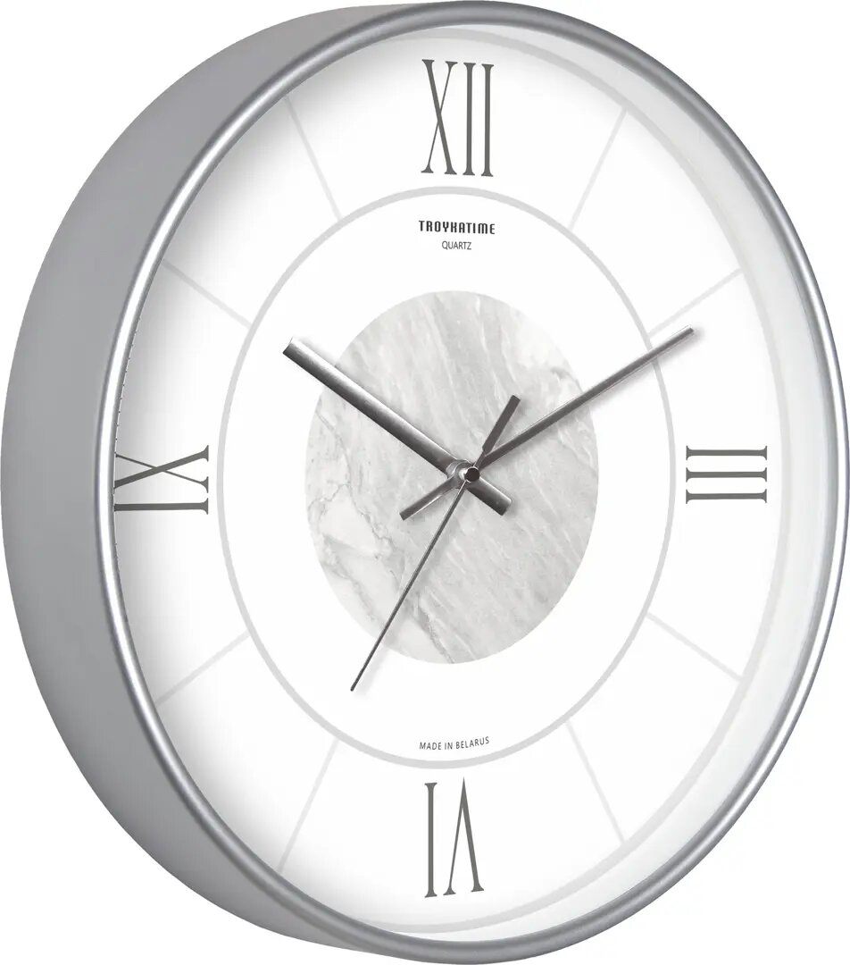 Часы настенные Troykatime круглые пластик цвет серебристый бесшумные 30 см