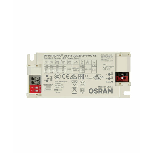 Драйвер для светодиодов Osram OT-FIT 30 220-240 700 CS 11,5-29,4W 23-42V DIP 500/600/650/700мА