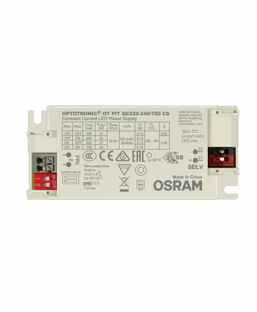 Драйвер для светодиодов Osram OT-FIT 30 220-240 700 CS 11,5-29,4W 23-42V DIP 500/600/650/700мА