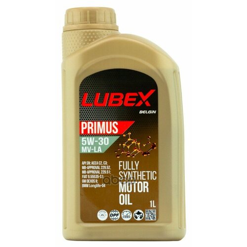 LUBEX Lubex Primus Mvla 5W30(1L)_Масло Мот! Синтapi Sn, Acea C2/C3, Mb 229.51/52/31, Dexos2, Psa B71 2290