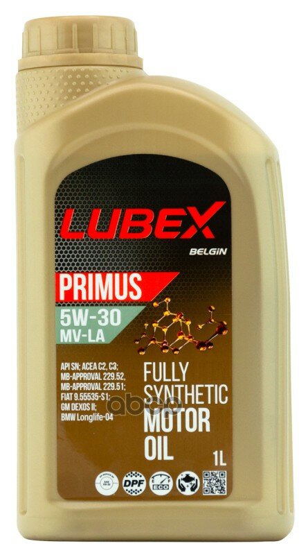 LUBEX Масло Моторное Primus Mv-La 5W-30 Sn C2/C3 (1Л)