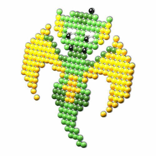 фото Эврики аквамозаика «дракончик зелёный», более 1000 шариков, 3 трафарета, в пакете
