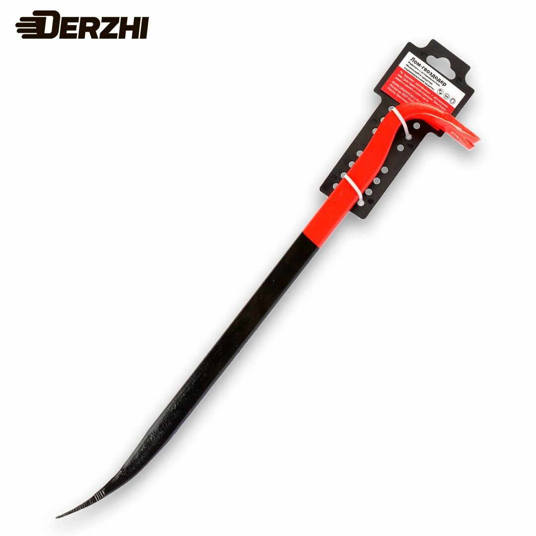 Лом-гвоздодер DERZHI, сталь, антикоррозийное покрытие, 600 мм x 25 мм x 12 мм — фото 1
