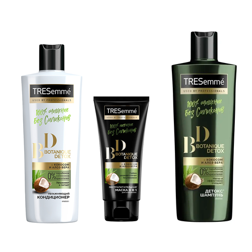 tresemme shampoo botanix natural detox Кондиционер Botanique Detox для волос 400 мл, Маска 3в1 для волос 200 мл и Шампунь без силиконов, 400 мл