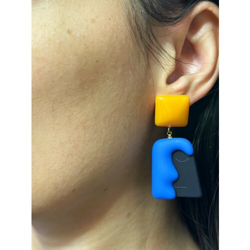 Комплект серег Unicus, размер 30 мм, синий