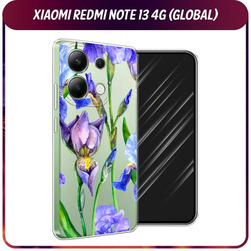 Силиконовый чехол на Xiaomi Redmi Note 13 4G (Global) / Сяоми Редми Нот 13 4G Синие ирисы, прозрачный силиконовый чехол на xiaomi redmi note 13 4g global сяоми редми нот 13 4g весенний букет прозрачный