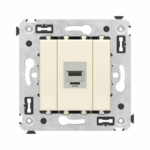 DKC Avanti Компьютерная розетка RJ-45 без шторки в стену, кат.6 одинарная экранированная, Ванильная дымка, DKC, арт.4405793