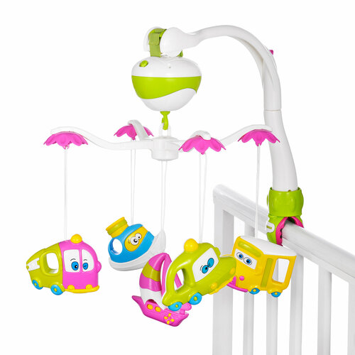 Электронный мобиль Жирафики Тачки (634741), белый/розовый/салатовый музыкальная подвеска над детской кроваткой мобиль