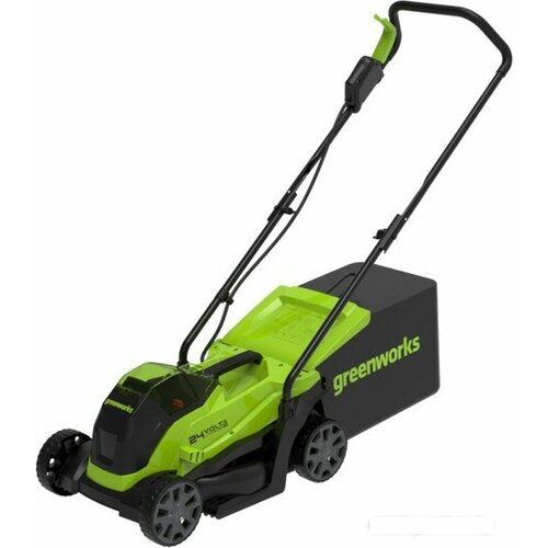 Газонокосилка GREENWORKS GD24LM33K2 [2516107ua] газонокосилка аккумуляторная greenworks g24lm33k2 24v 33 см c акб 2ач и зу