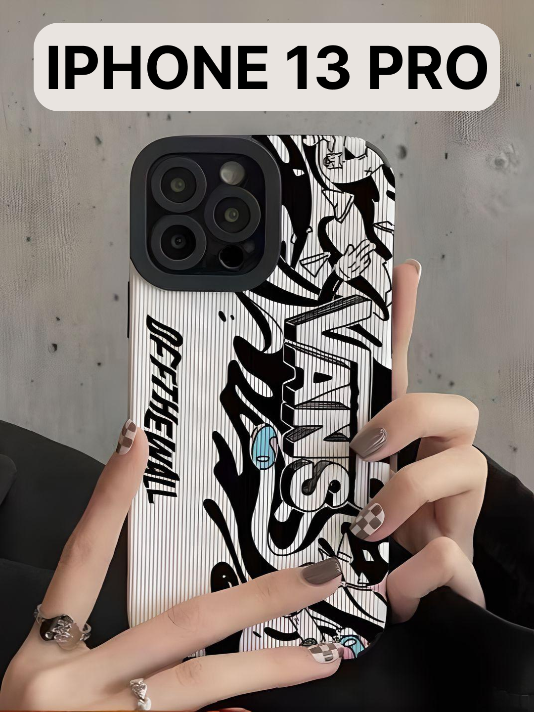 Защитный чехол на айфон 13 про / iphone 13 Pro силиконовый противоударный с защитой камеры, белый/черный