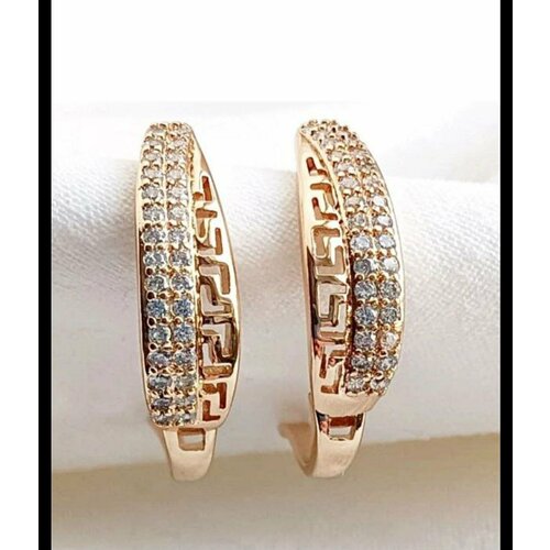 фото Серьги xuping jewelry, искусственный камень, размер 20 мм, золотистый