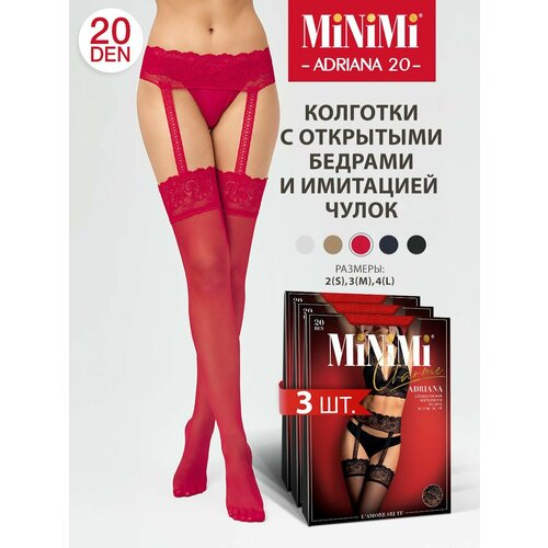 Колготки MiNiMi, 20 den, 3 шт., размер 3, красный чулки minimi 20 den размер 3 4 черный