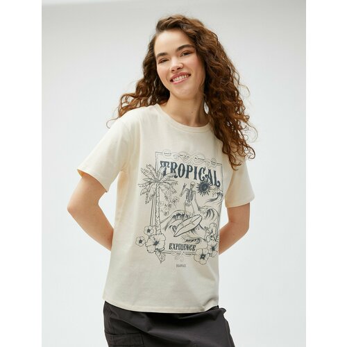 фото Футболка koton, размер xs, бежевый