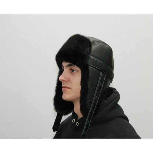 фото Шапка ушанка ушанка из эко меха, размер 59, черный мария