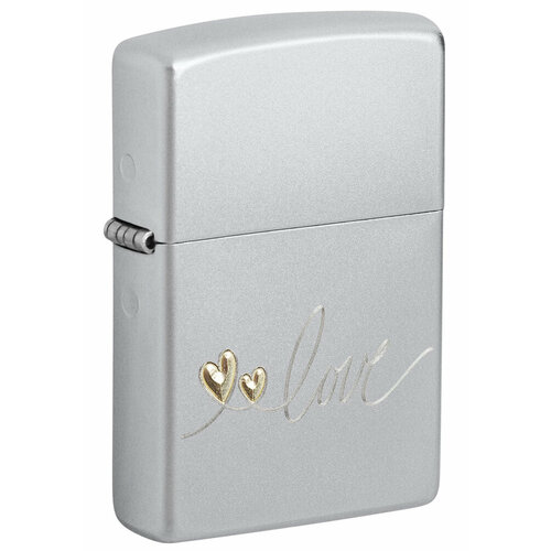 Зажигалка кремниевая Love Design с покрытием Satin Chrome, серебристая, Zippo, 48725 газовая зажигалка zippo flexible neck satin chrome 121353